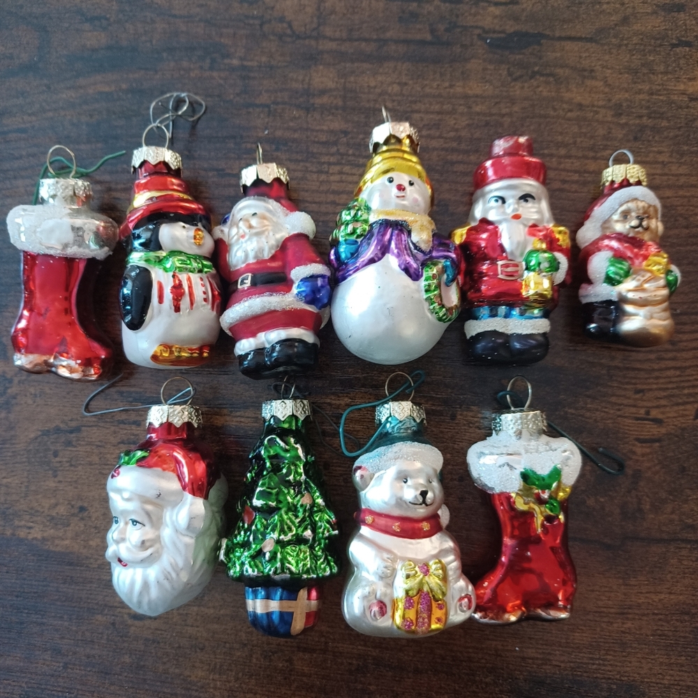🎄Vintage Glass Christmas Holiday Tree Ornaments Bundle Of 10